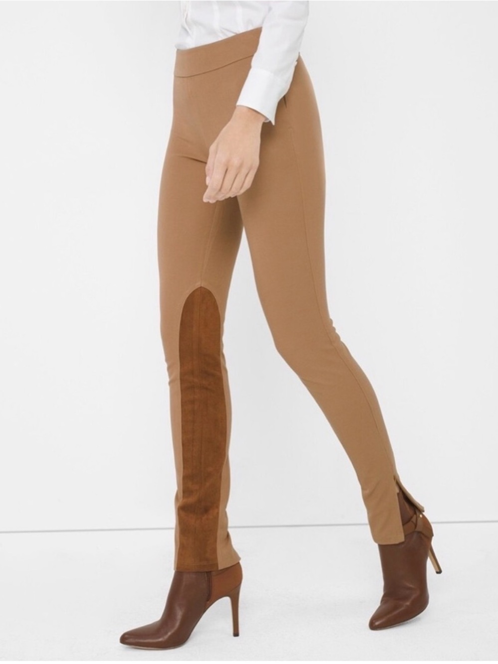 White House Black Market Jodphur Stretch Legging Pants Size 12 Beige